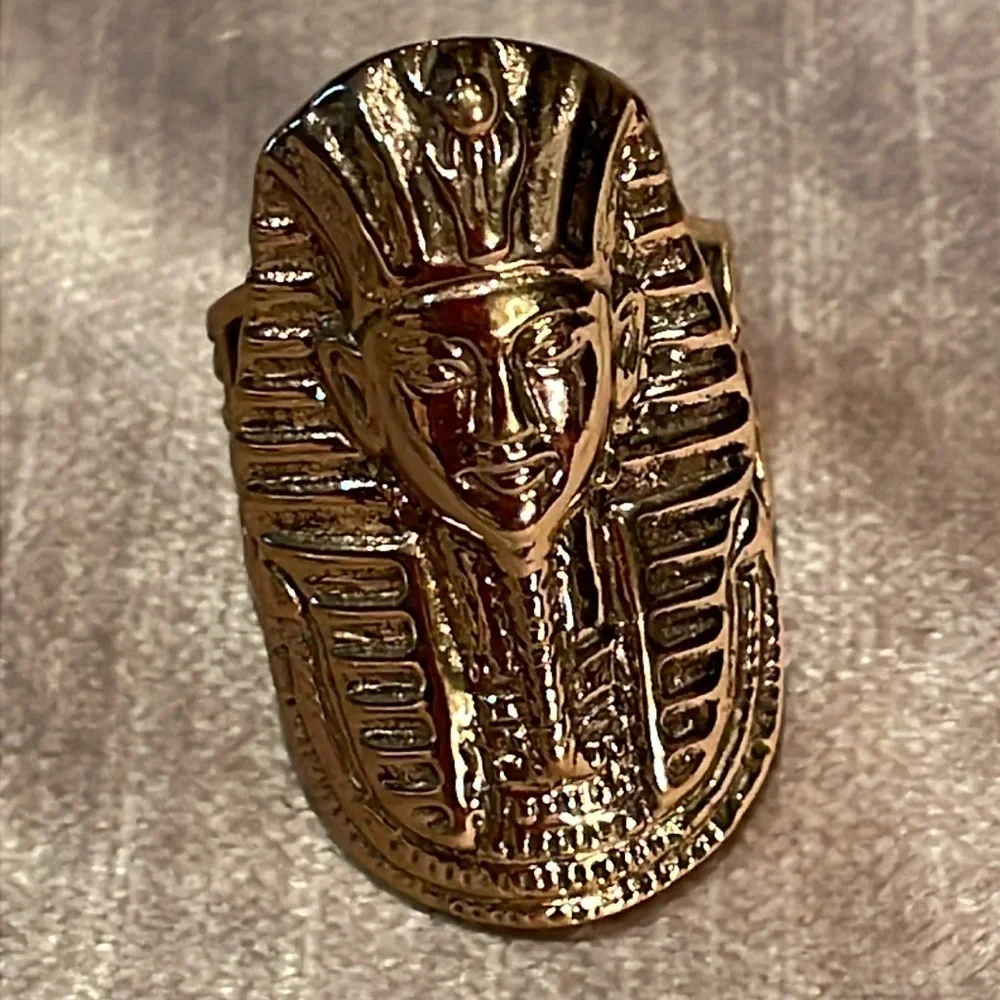 Vintage Bronze King Tut Egyptian Ring size 7.5 by Sajen - Picture 1 of 9